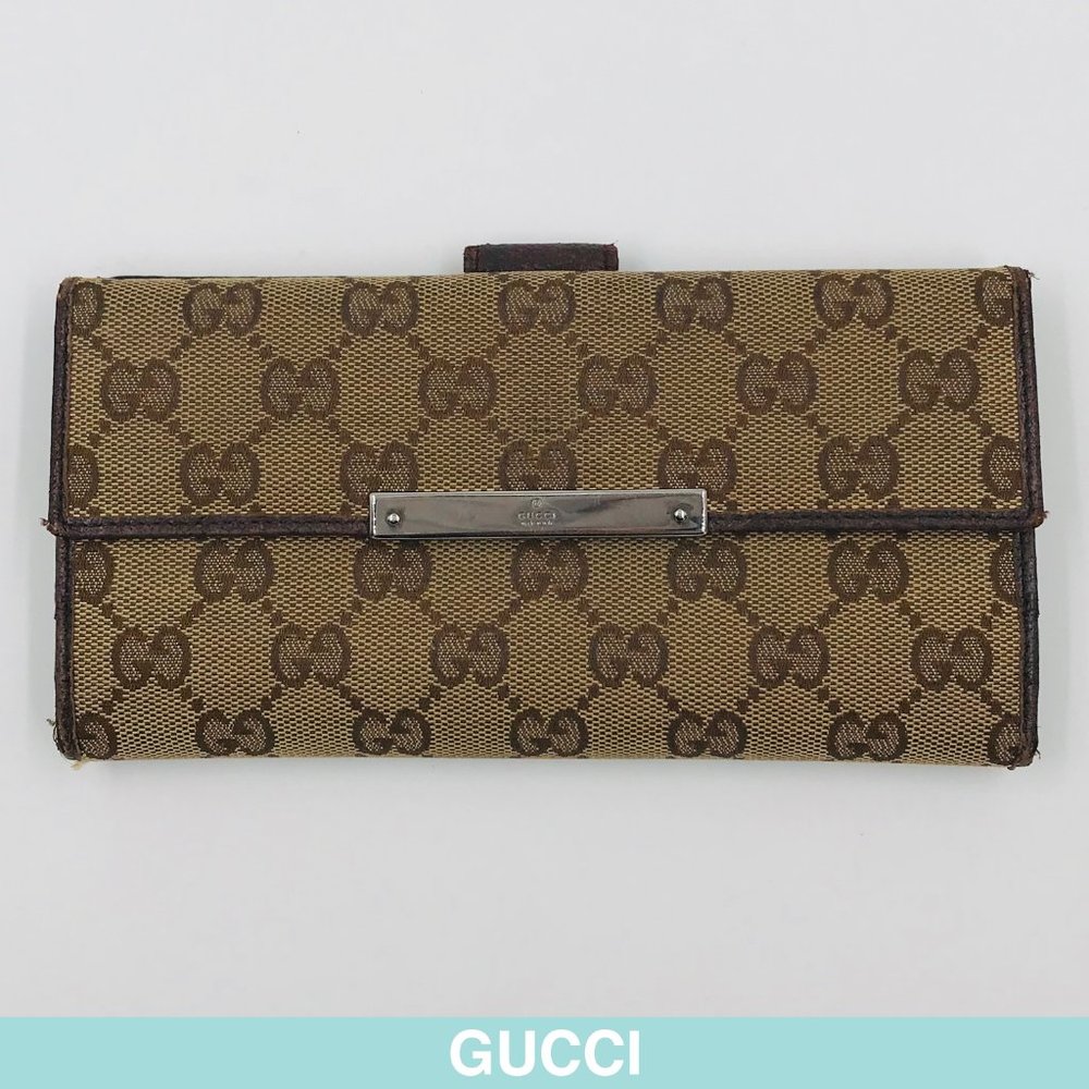 Gucci GG canvas beige leather wallet